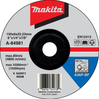 Brusný kotouč 150x6x22mm na ocel Makita